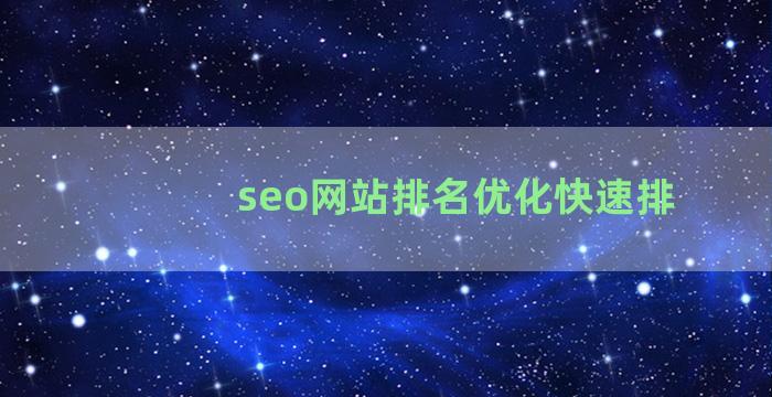 seo网站排名优化快速排