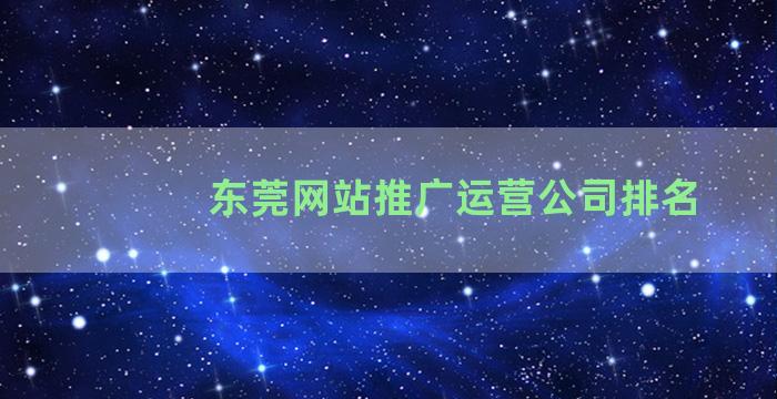 东莞网站推广运营公司排名
