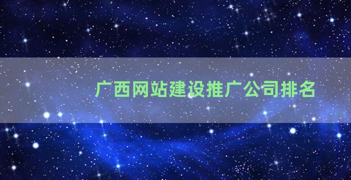 广西网站建设推广公司排名