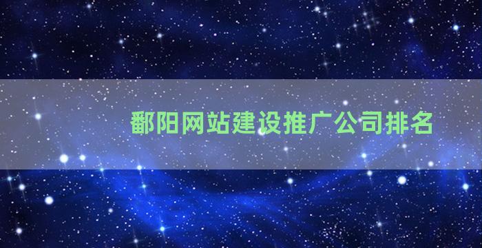 鄱阳网站建设推广公司排名